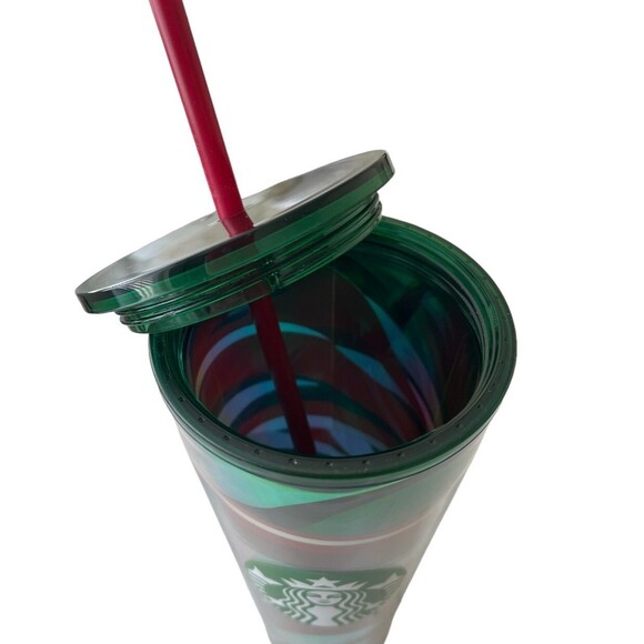 Starbucks 2021 Winter Holiday Multi-Color Swirl 24oz Cold Cup Tumbler New - Picture 3 of 4